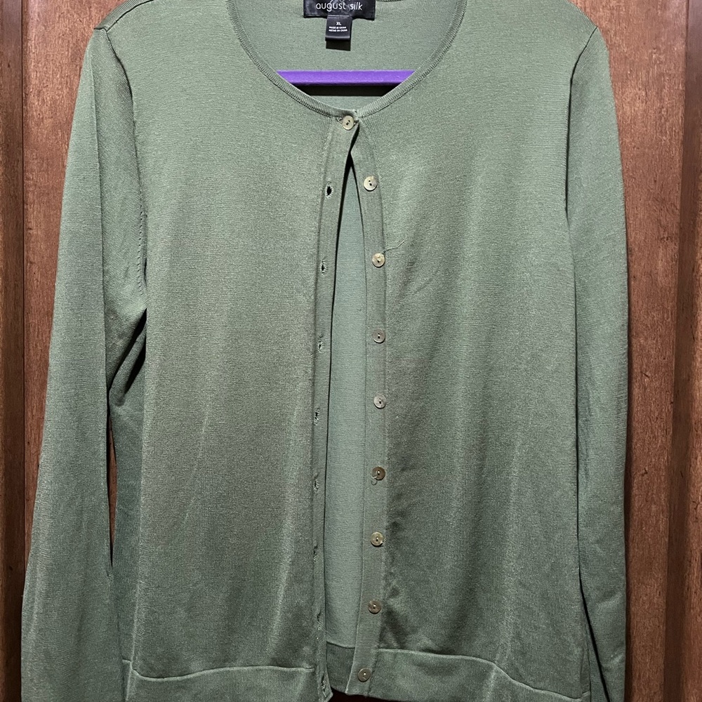 August Silk Classic Green Cardigan